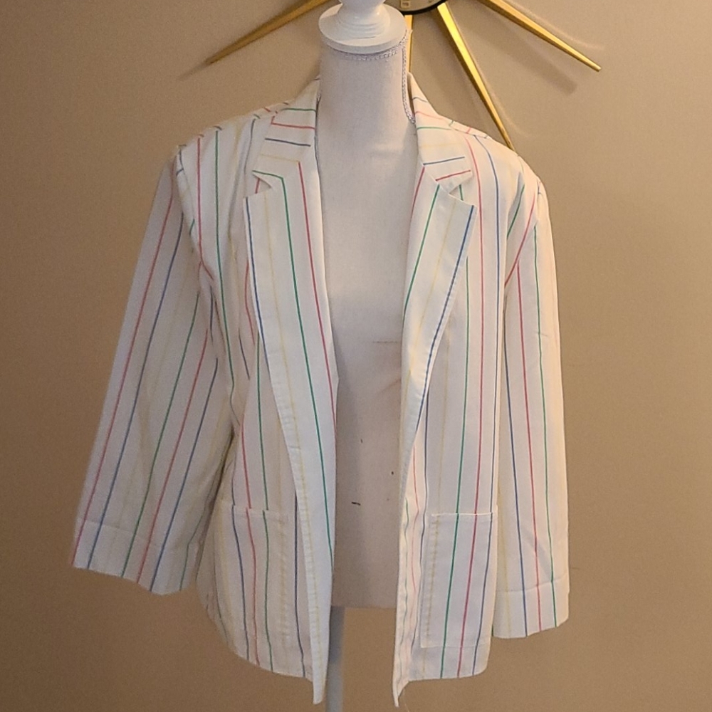 Vintage Rainbow Striped Blazer